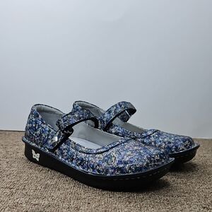 Alegria Belle Rainbow Patterned Platform Leather Mary Janes Shoes Sz 36